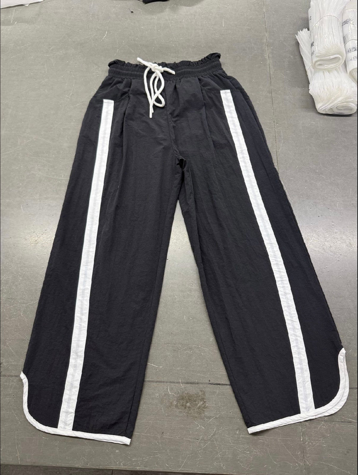 Black Athletic Color-Block Striped Waterproof Joggers