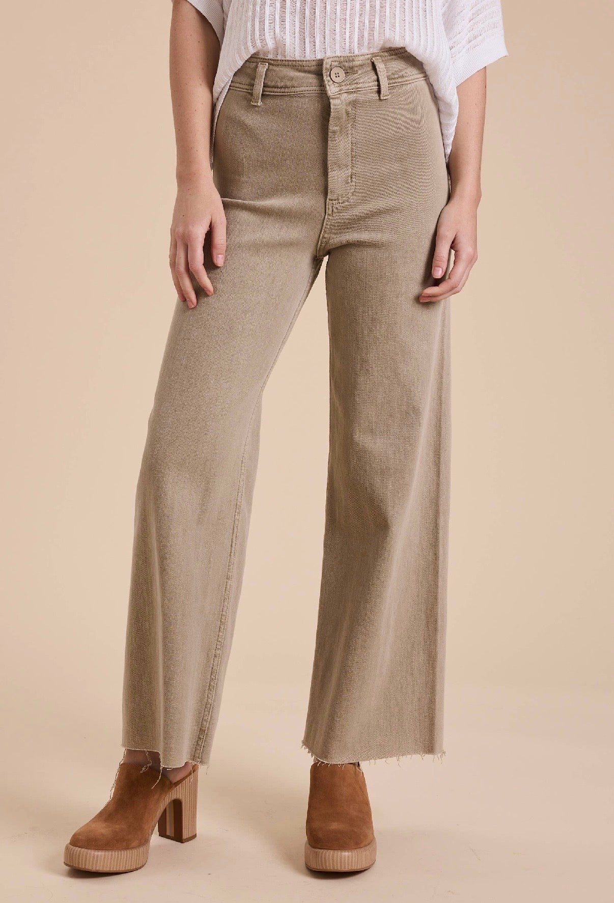Stone-straight wide leg denim pants