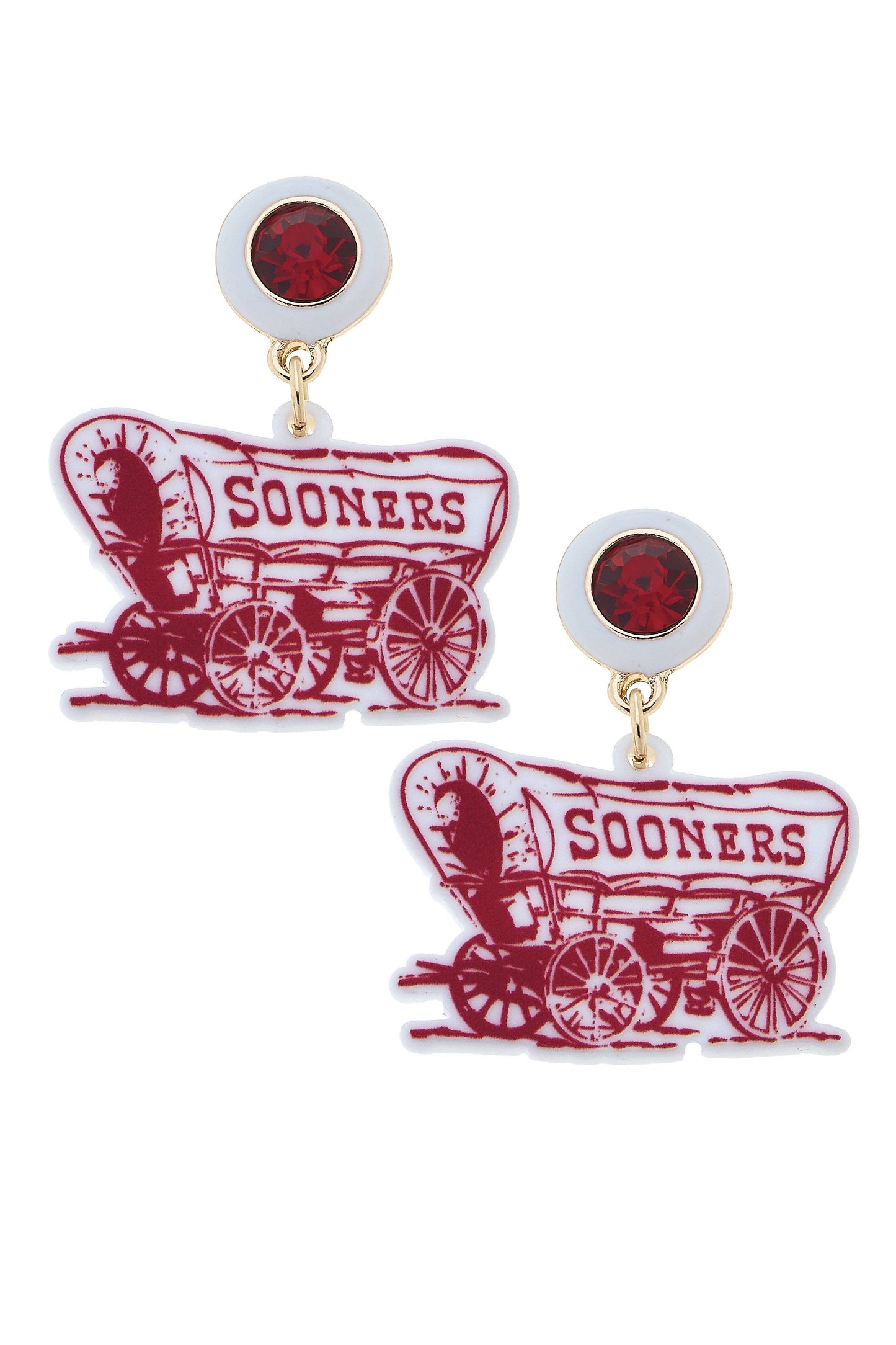 Oklahoma Sooner Schooner Wagon Resin Earrings
