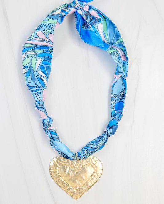 Caroline Hill - Cile Scarf Charm Necklace Blue