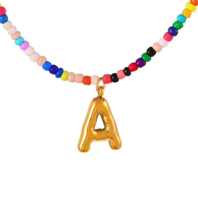 Gold Plated Initial Beaded Necklaces