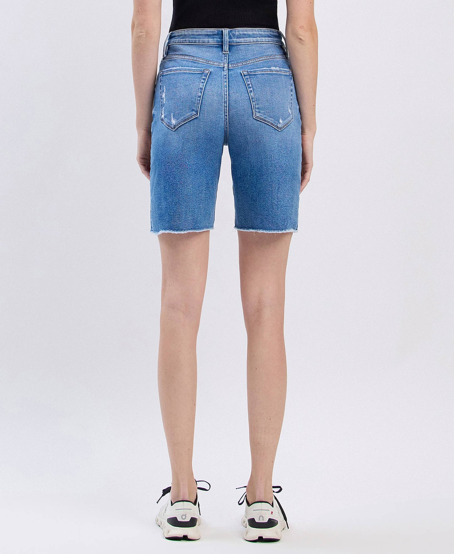VERVET by FLYING MONKEY - HIGH RISE RAW HEM BERMUDA SHORTS