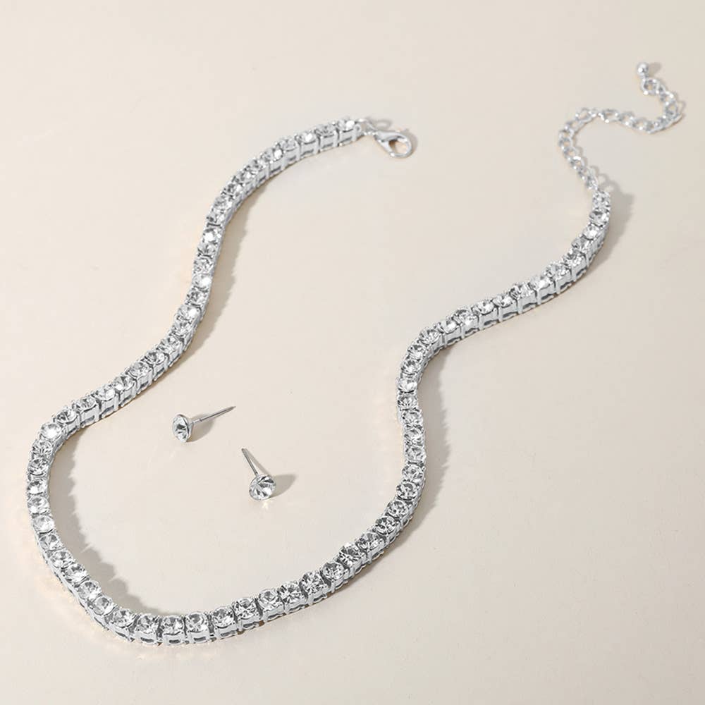 Rhinestone Tennis Chain Necklace