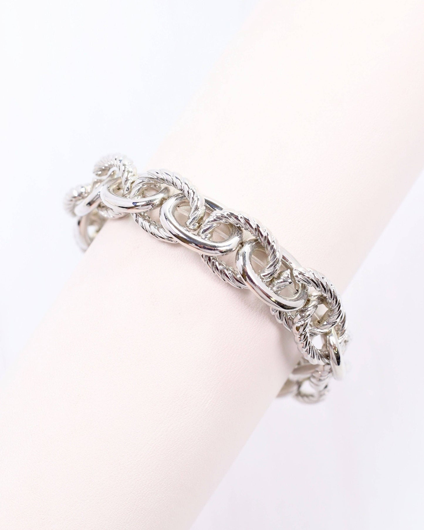 Caroline Hill - Morella Link Stretch Bracelet Silver
