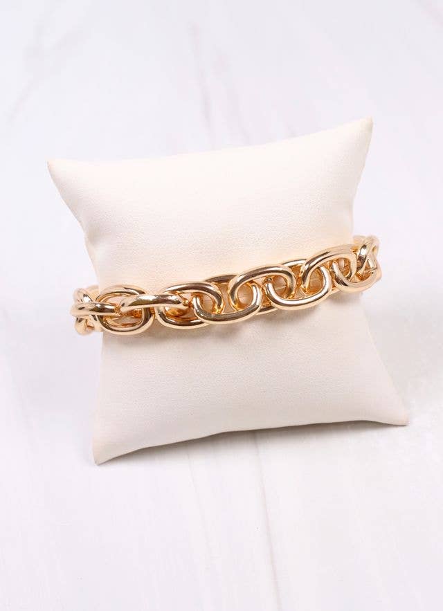 Caroline Hill - Teresa Link Stretch Bracelet GOLD