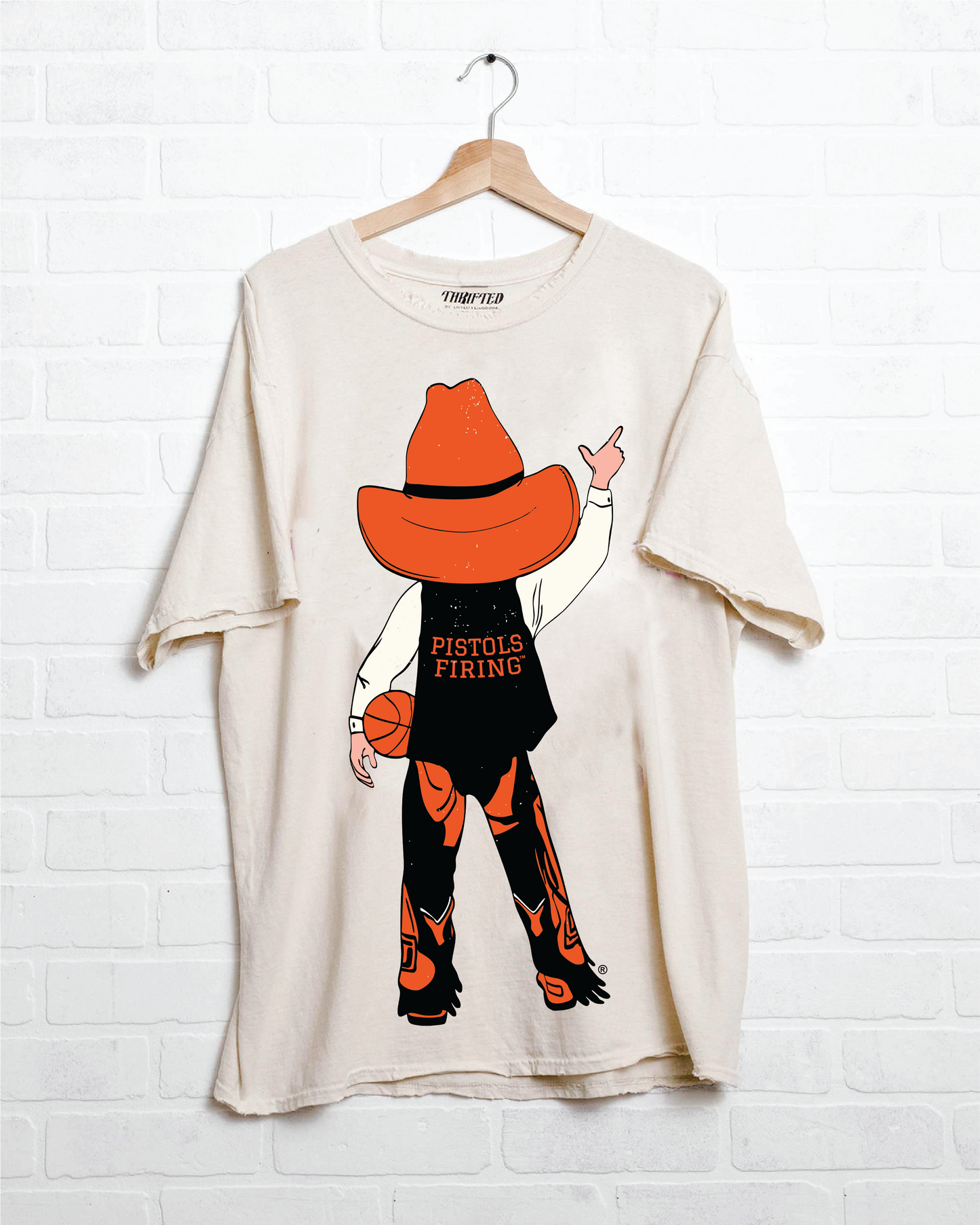 LivyLu - OSU Cowboys Double Baller Off White Heavyweight Tee