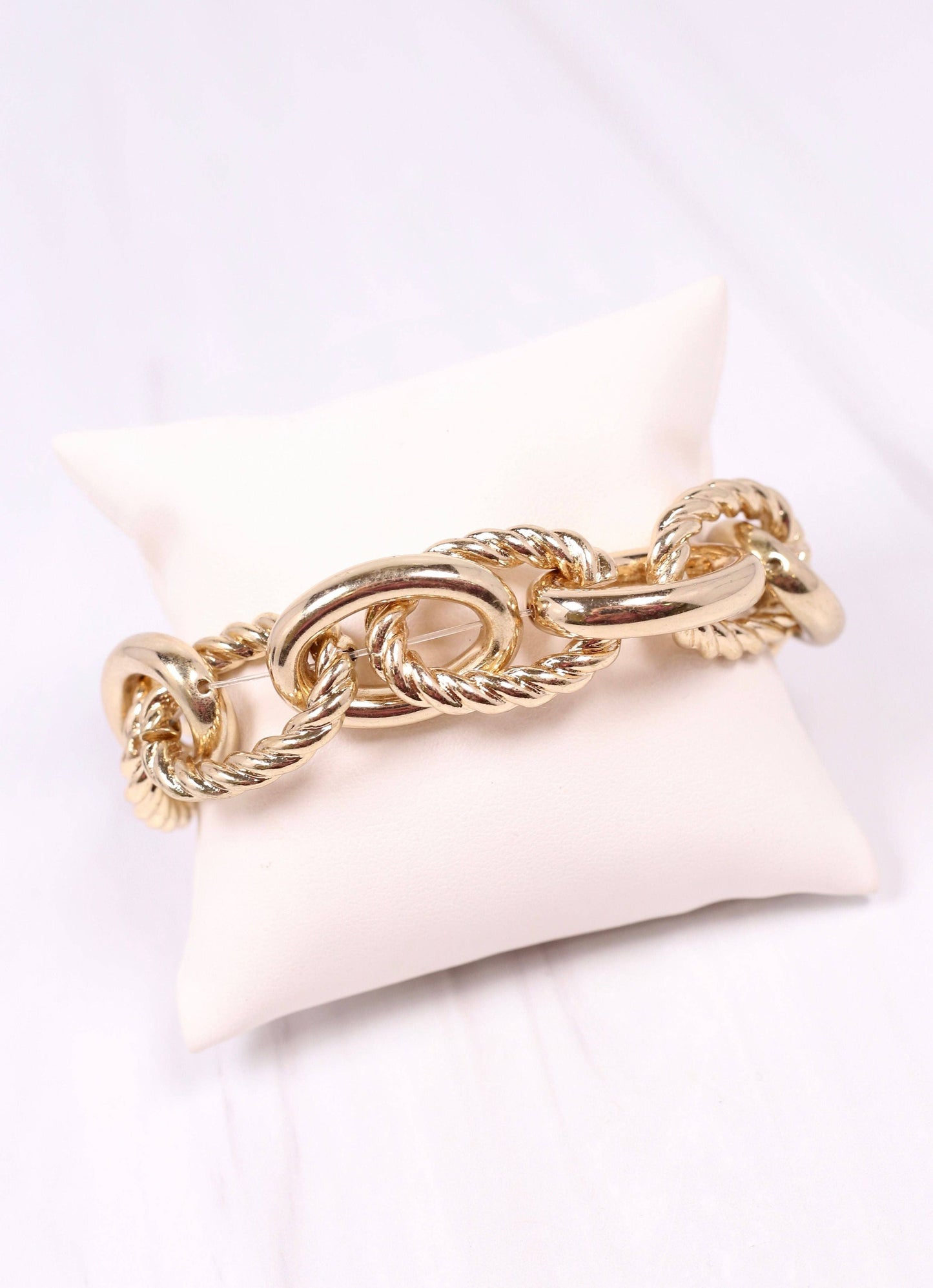 Caroline Hill - Cates Link Stretch Bracelet GOLD