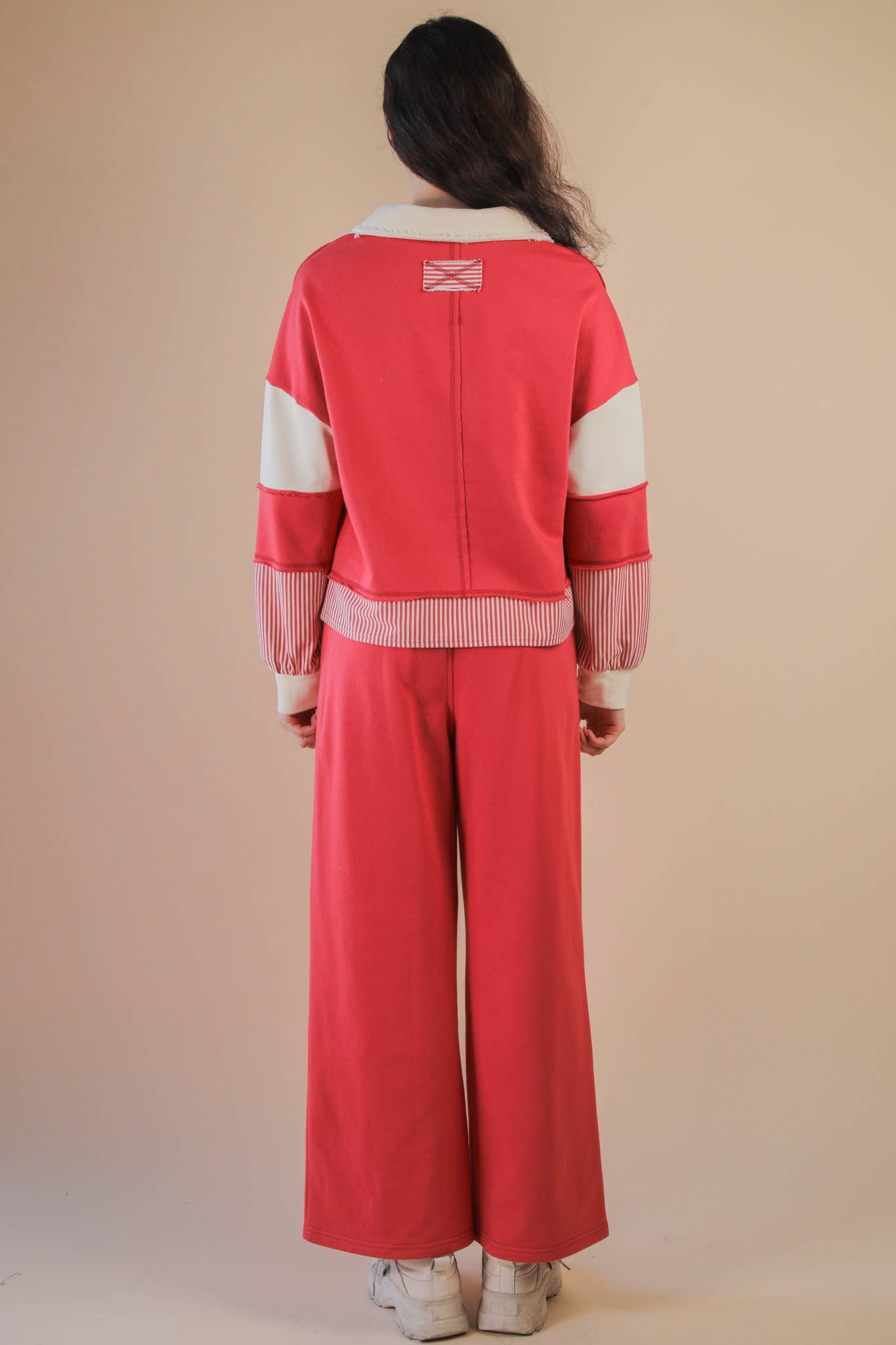 VERY J - Color Block Casual Knit Top & Pants Set