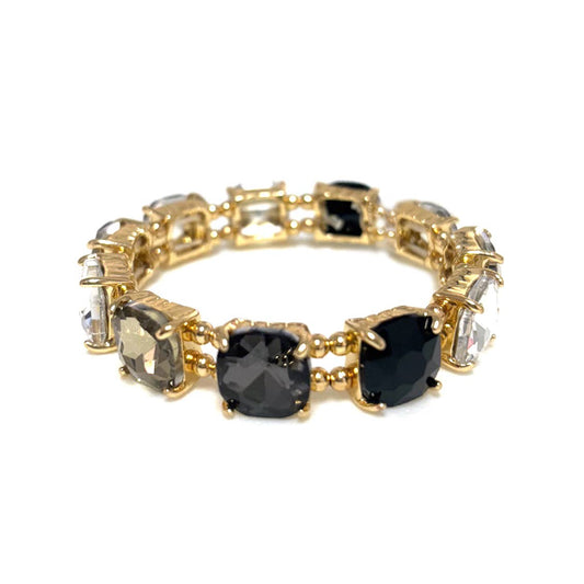 Cushion Cut Glass Crystal Linked Stretch Bracelet