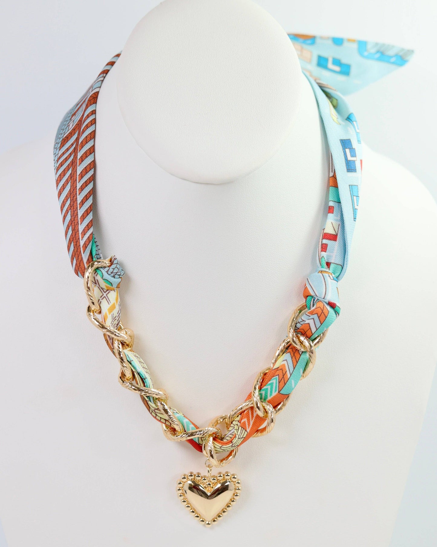 Caroline Hill - Santee Scarf Charm Necklace Light Blue