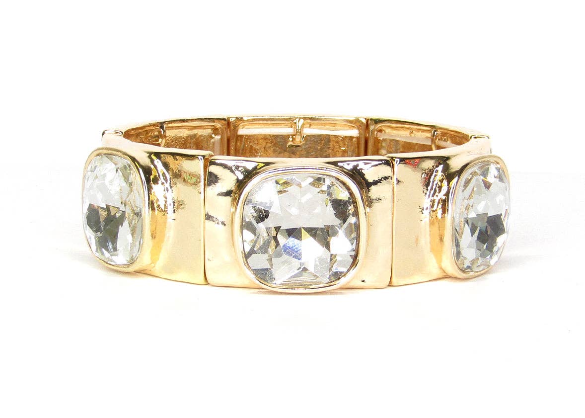 Gold with Clear Crystal Bracelet