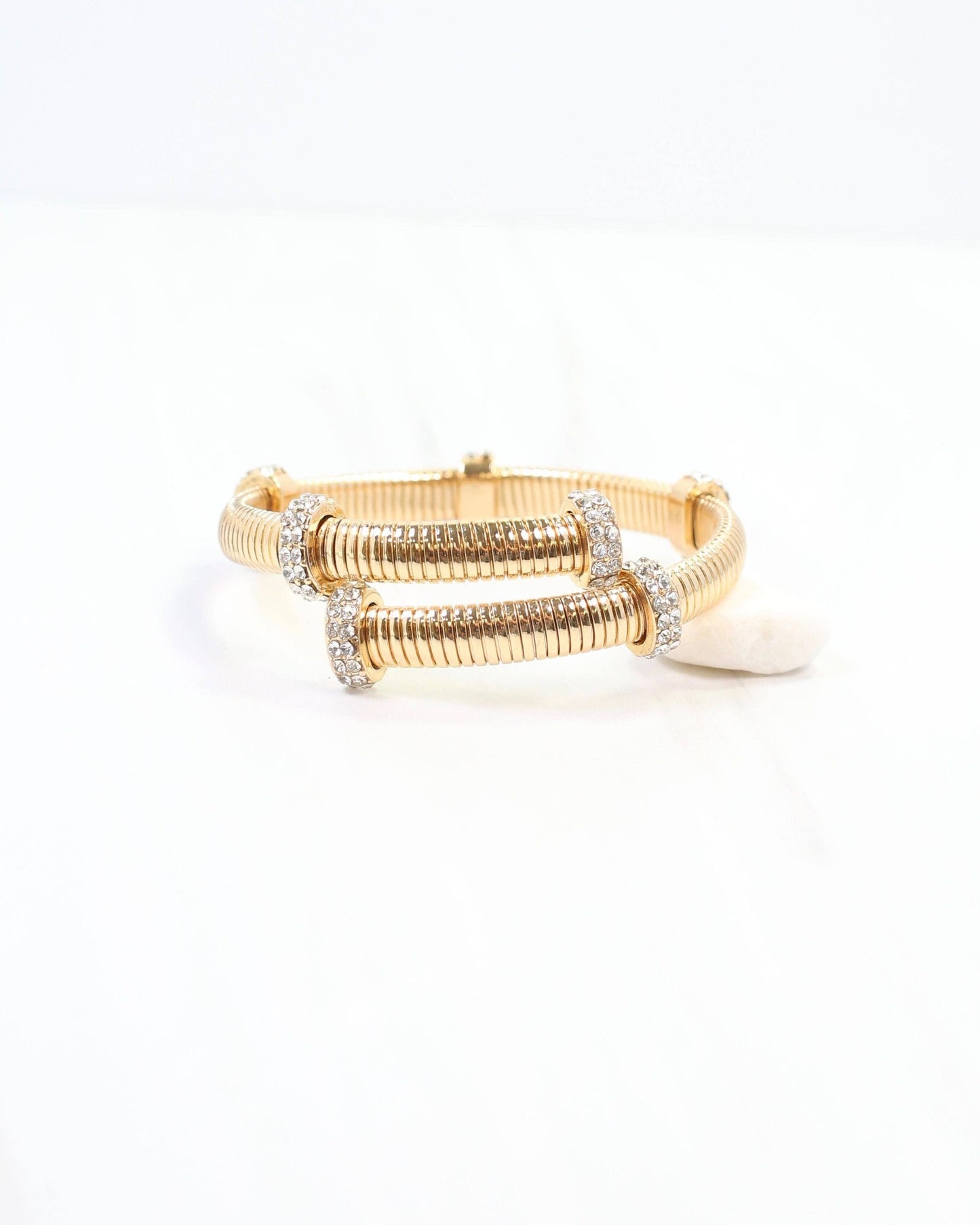 Caroline Hill - Clayton Crystal Coil Bracelet Gold