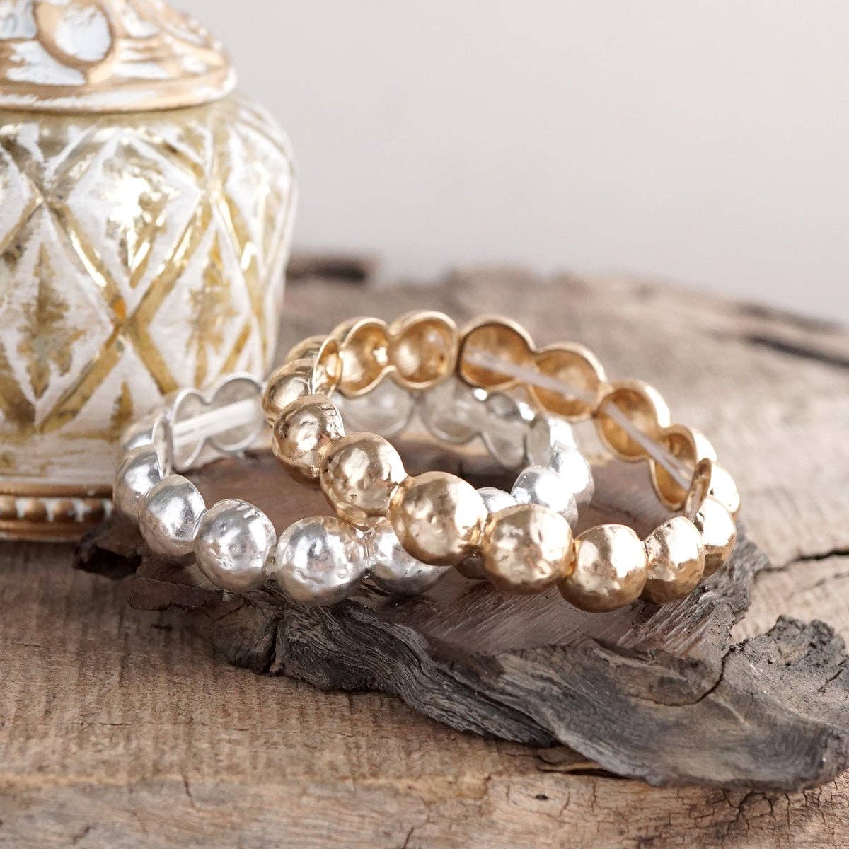 Silver Hammered Bracelet