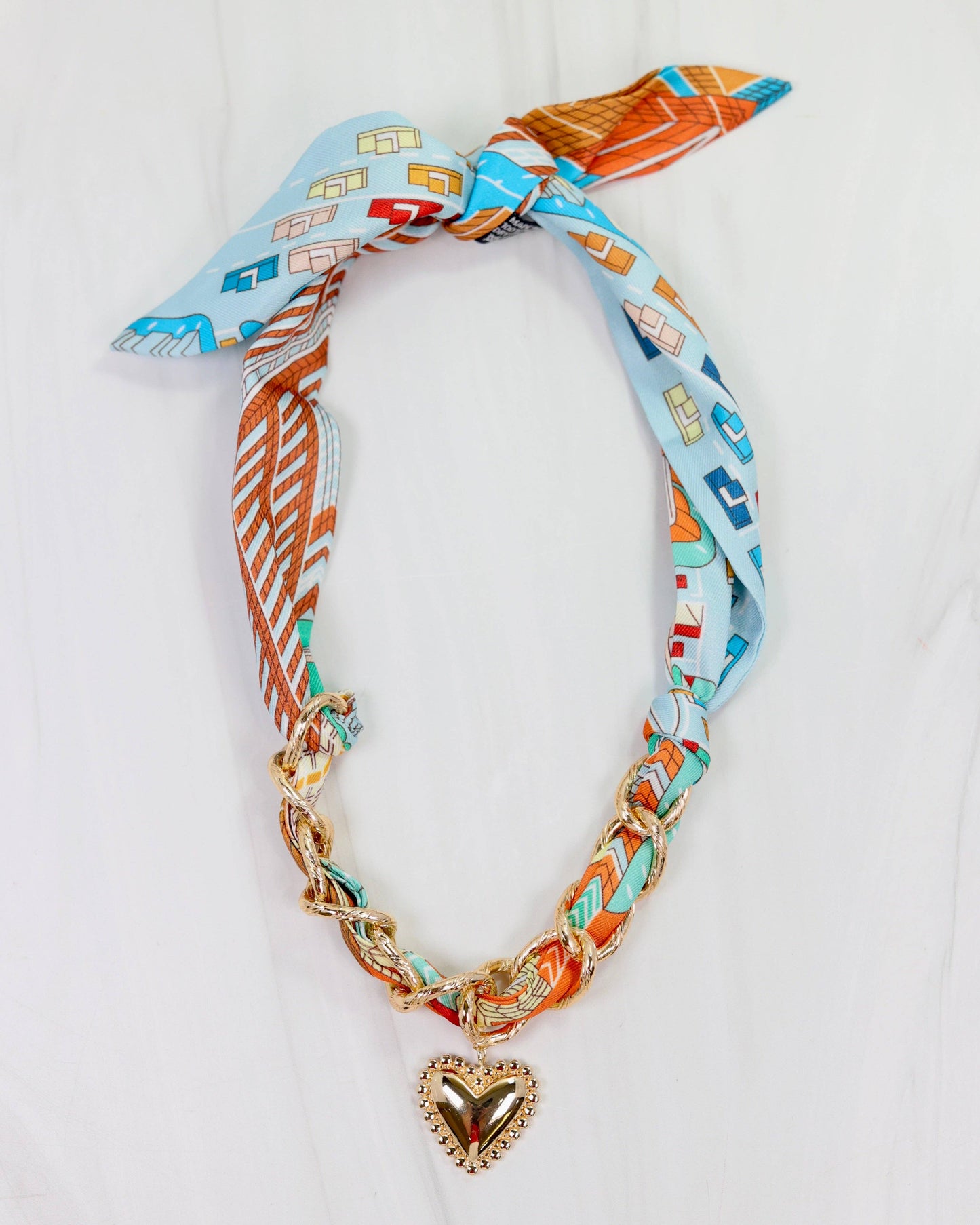 Caroline Hill - Santee Scarf Charm Necklace Light Blue
