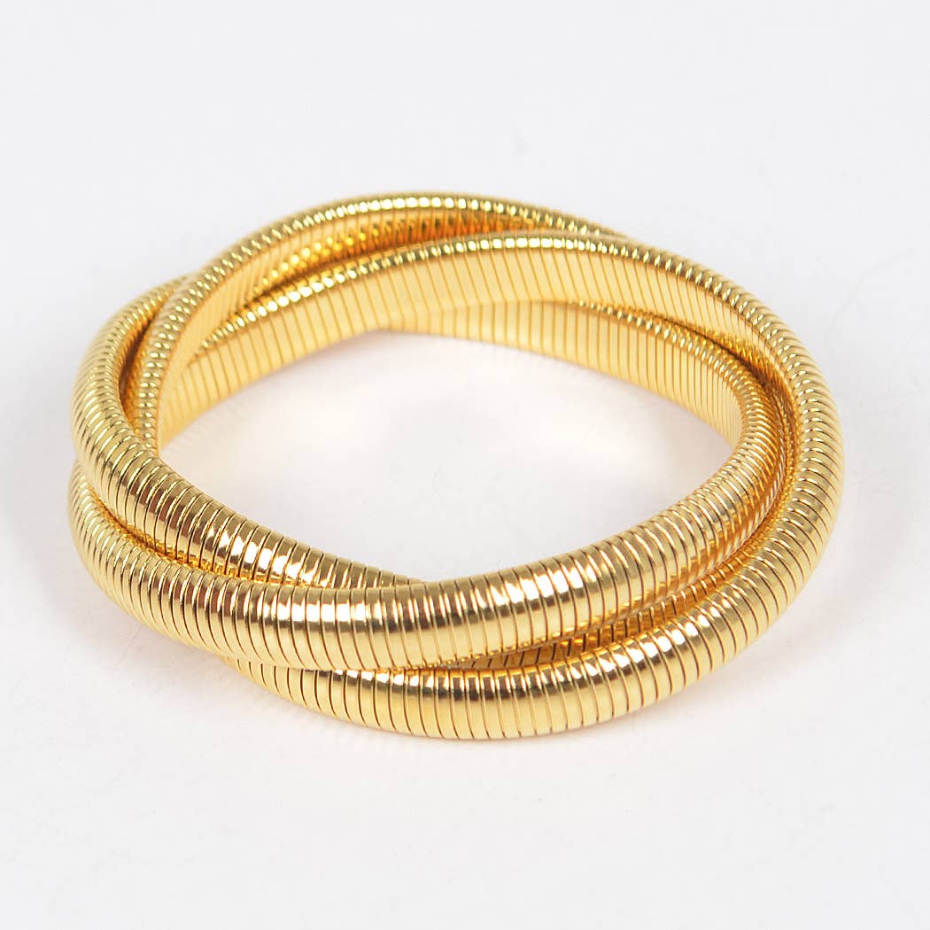 Gold Triple Stretch Chain Bracelet