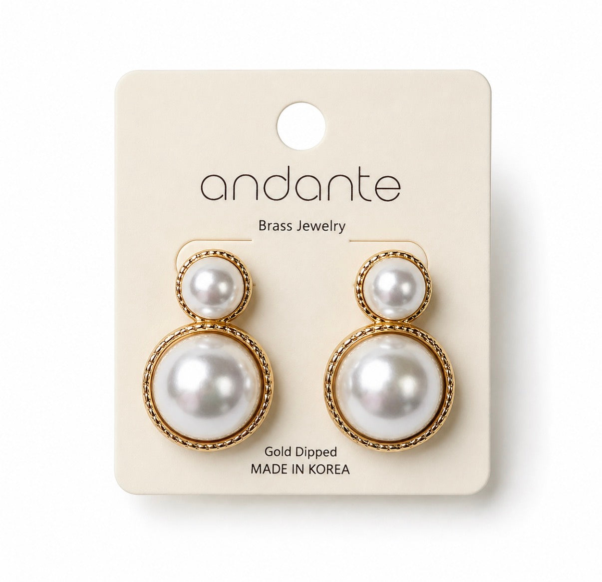Round Double Pearl Earring Studs