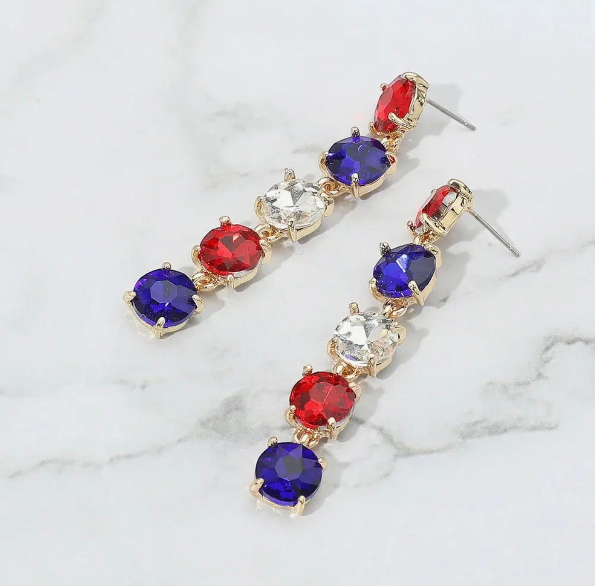 Red White & Blue StoneDangle Earrings