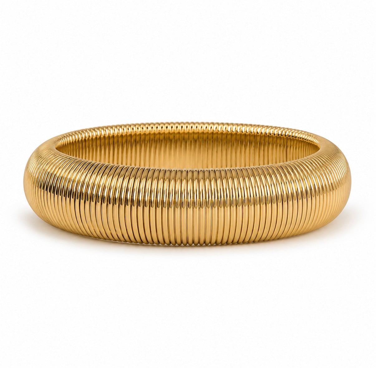 Gold Ribbed Cuff Bracelet