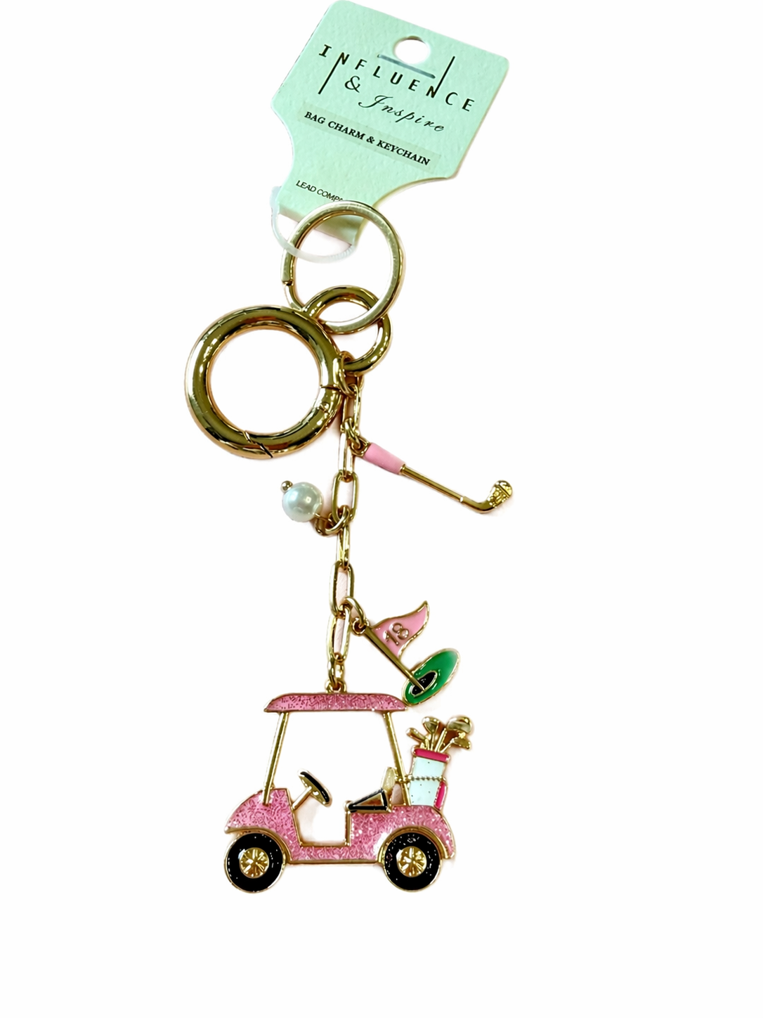 Pink golf cart keychain