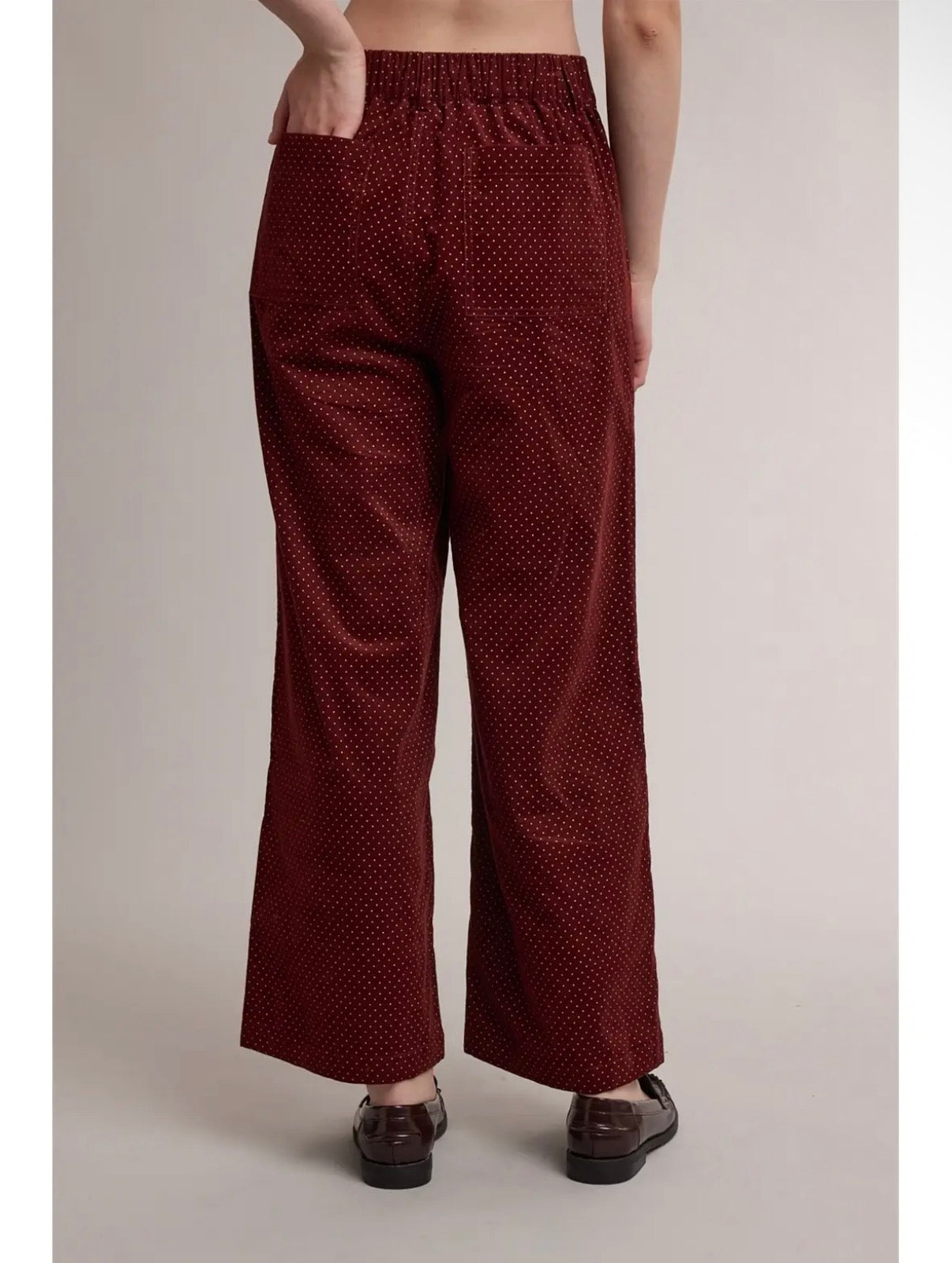 Red -Mini Polka Dot Corduroy Pants