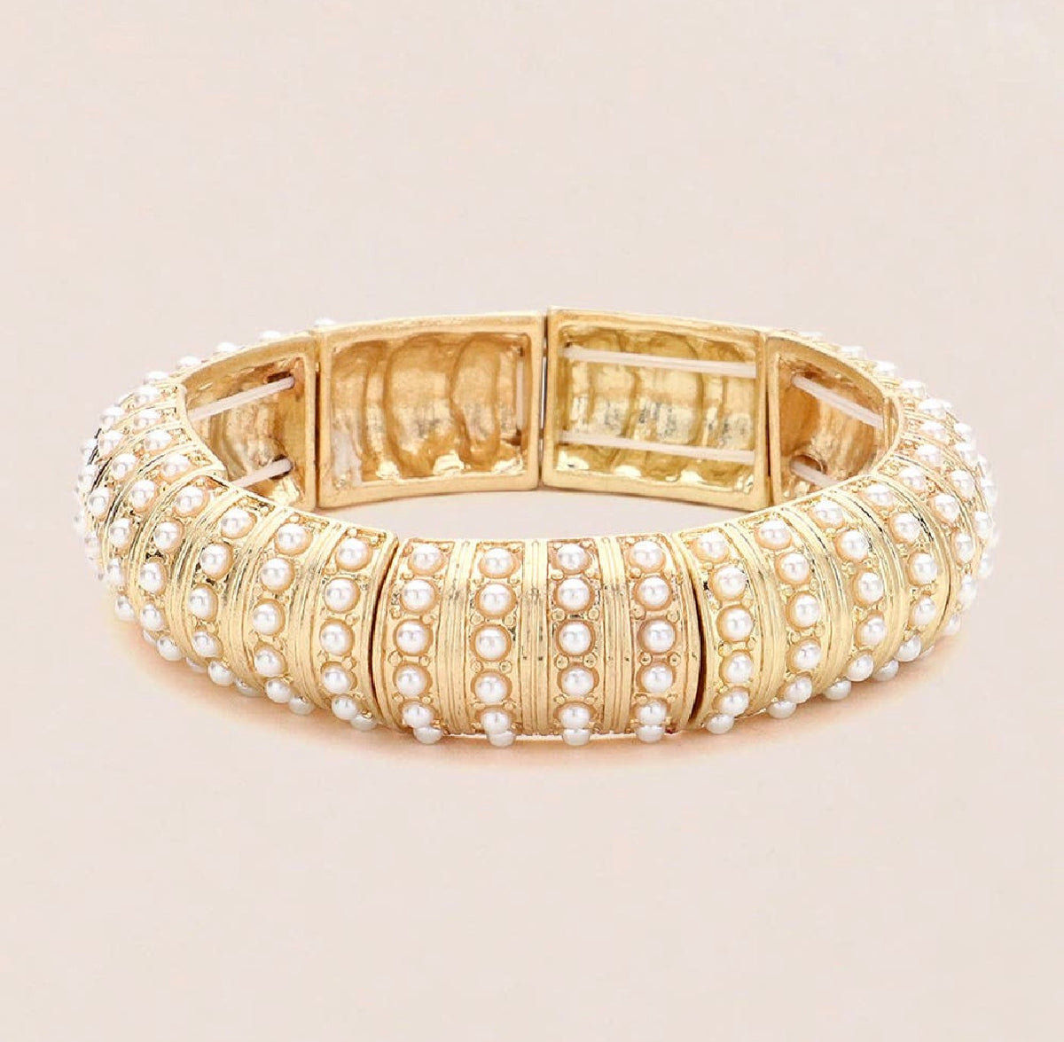 Gold Stretch Bracelet with Pearls
