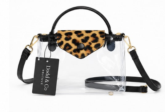 Black Leopard Clear GameDay Purse