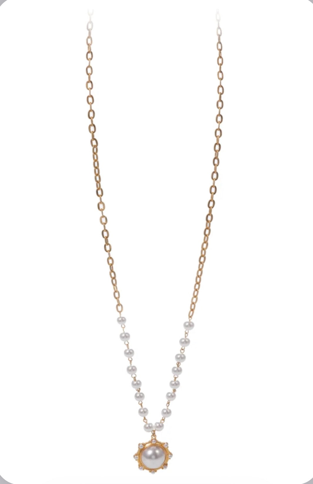 Jane Marie-Round Pearl Cabachon with Pearl Accents Necklace