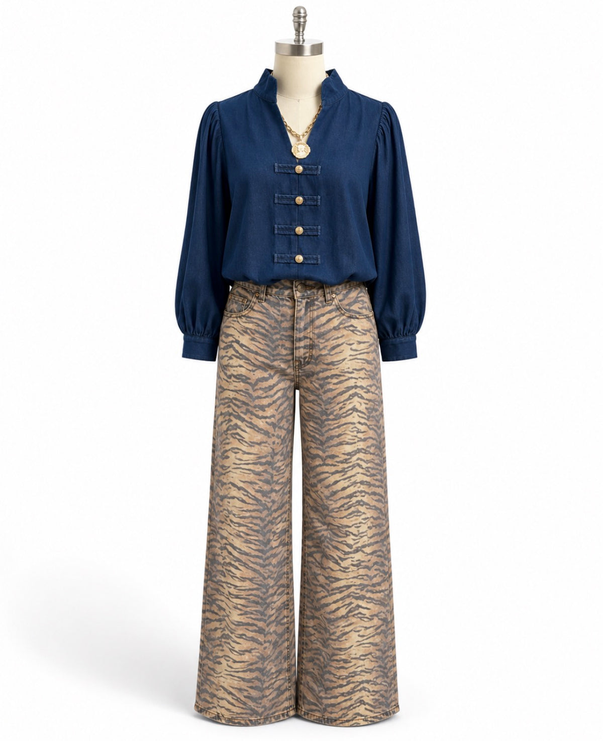 ENTRO-Animal Print Jeans