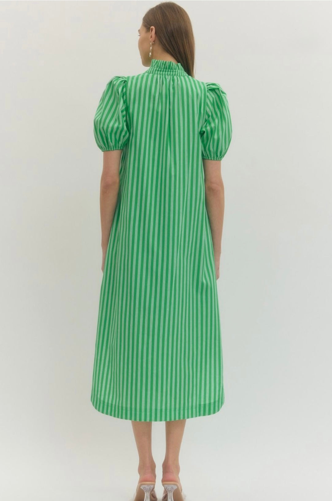 ENTRO Green Stripe Midi Dress