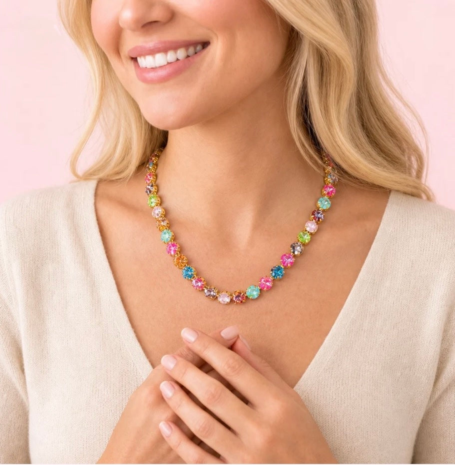 Jess Lea-18k Gold plated -Multi Colored- Island glow Crystal Necklace