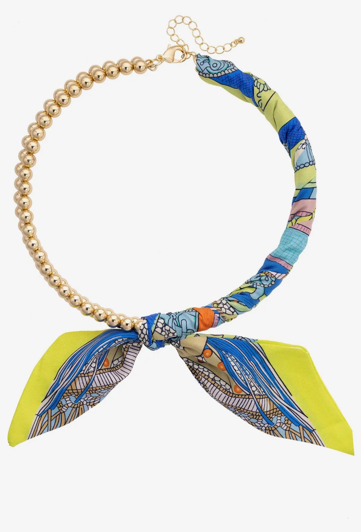 Nova Bead Scarf Necklace – Lime Pop