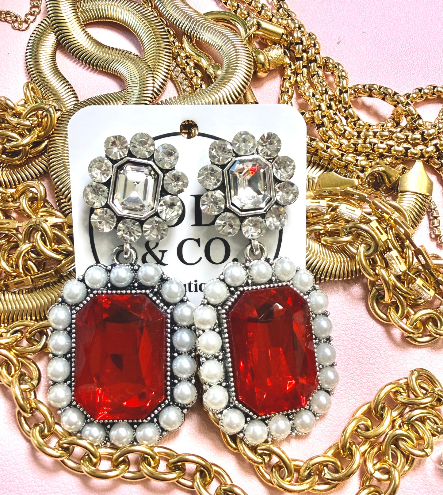 Red Heirloom Statement Earrings