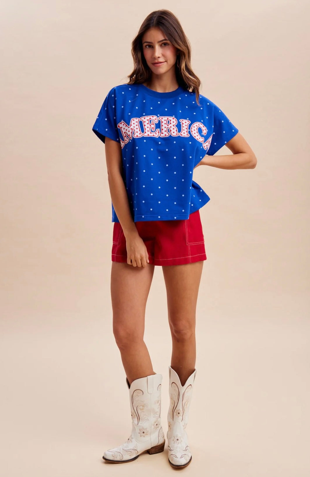 America Patch Polka Dot Top