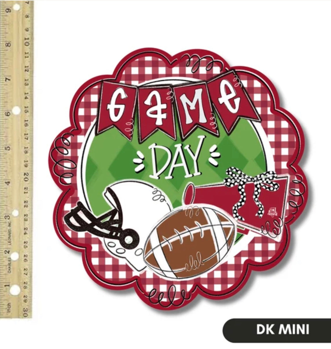 Crimson and White Game Day Scallop Mini Velcro Attachment