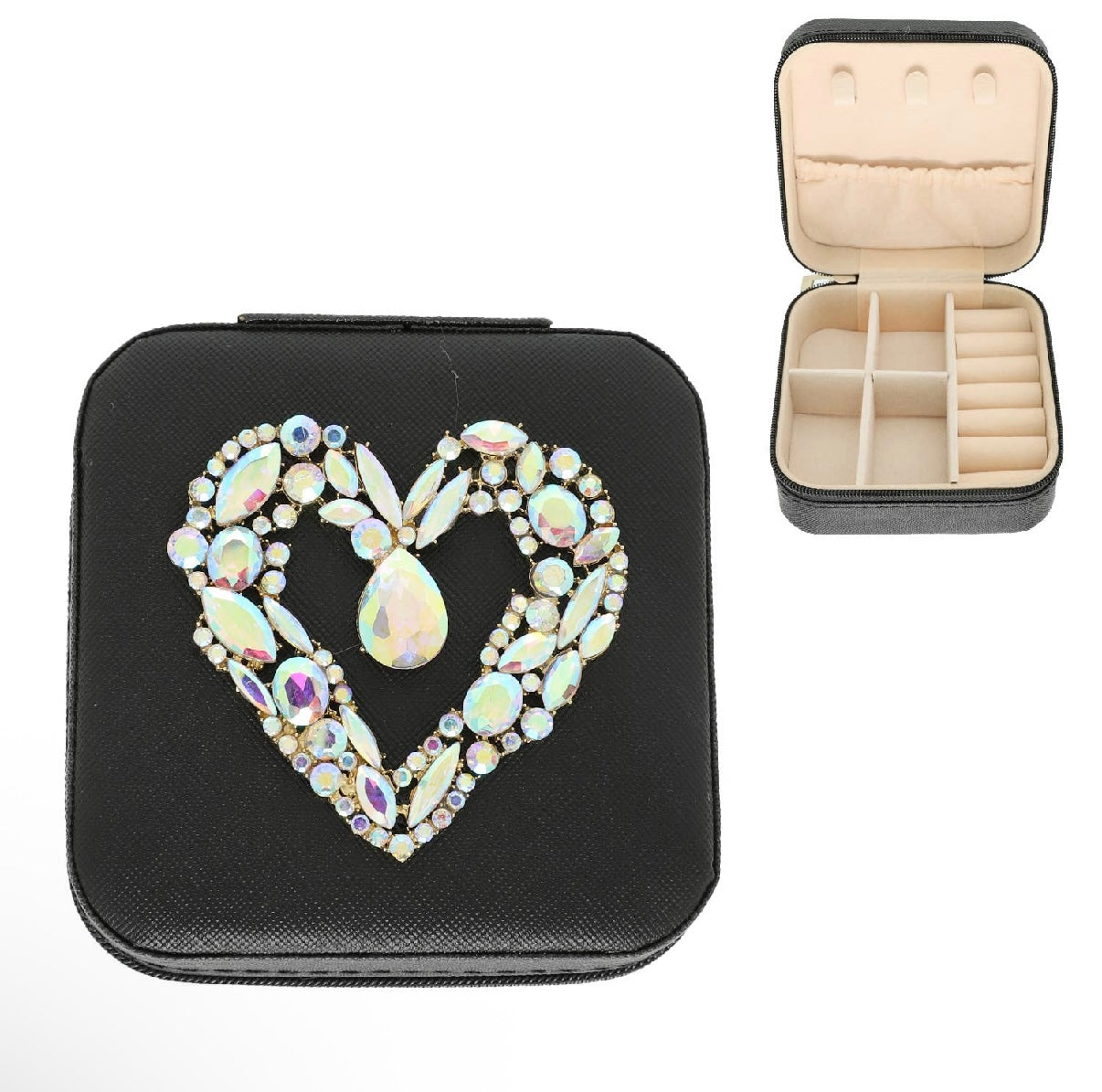 Black Heart Jeweled Jewelry Box