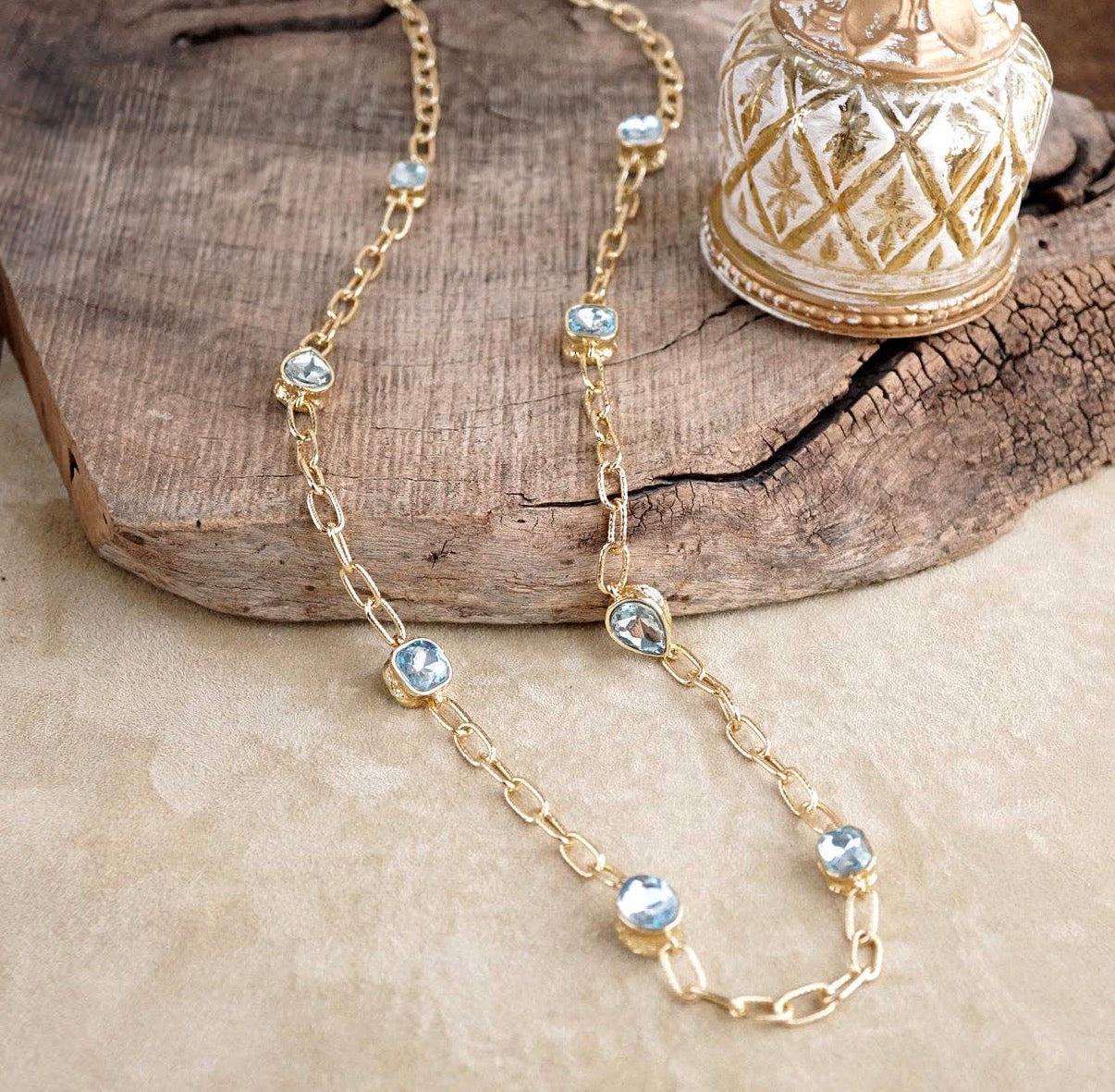 Blue Long Crystal Necklace