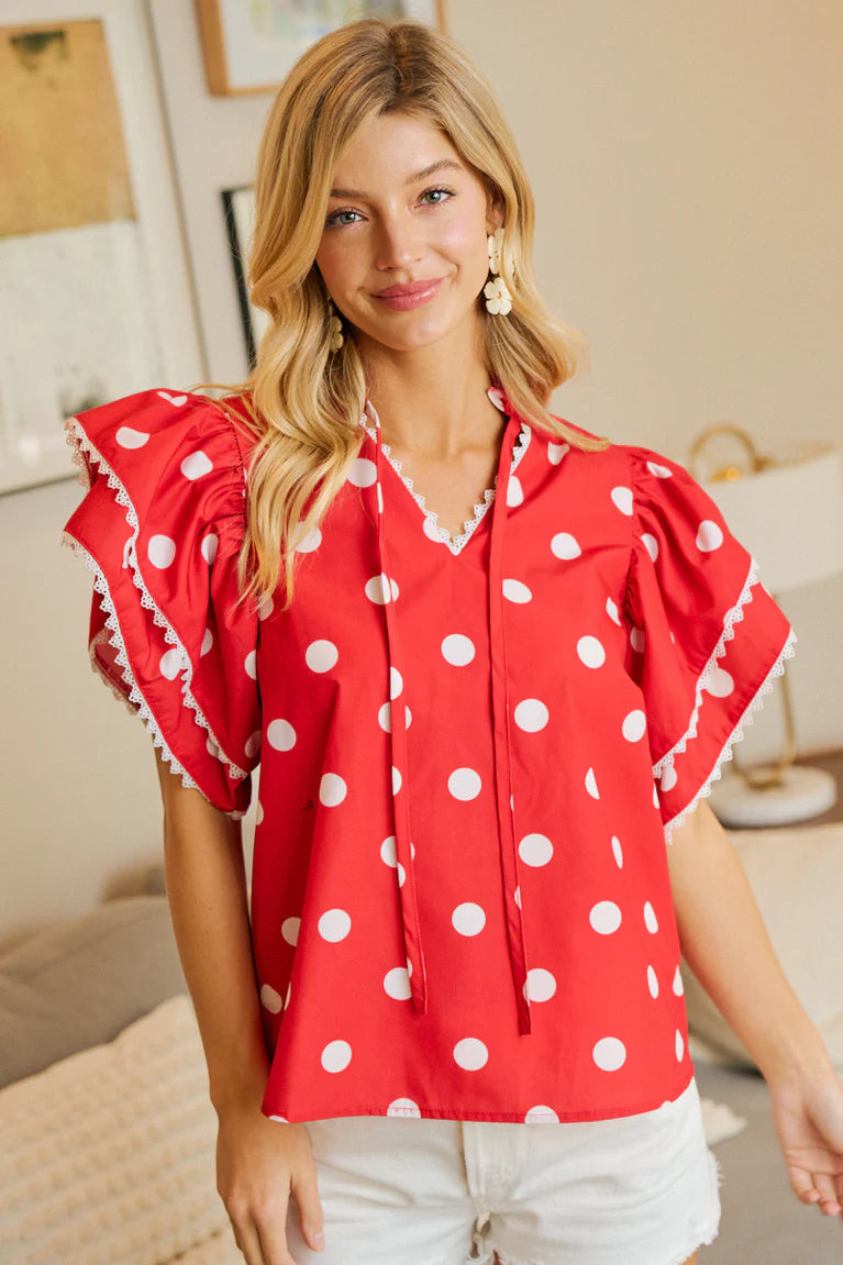 Red Polka Dot Blouse