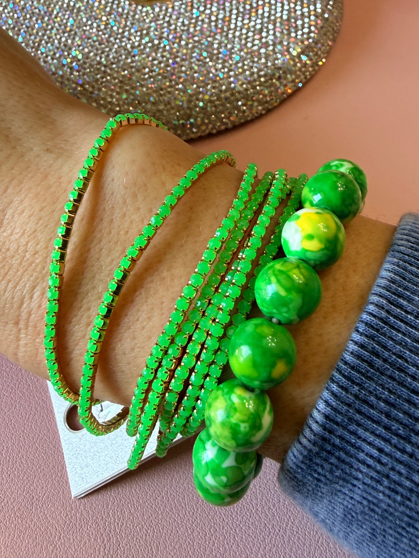 Emerald Glow Micro Bead Bracelet