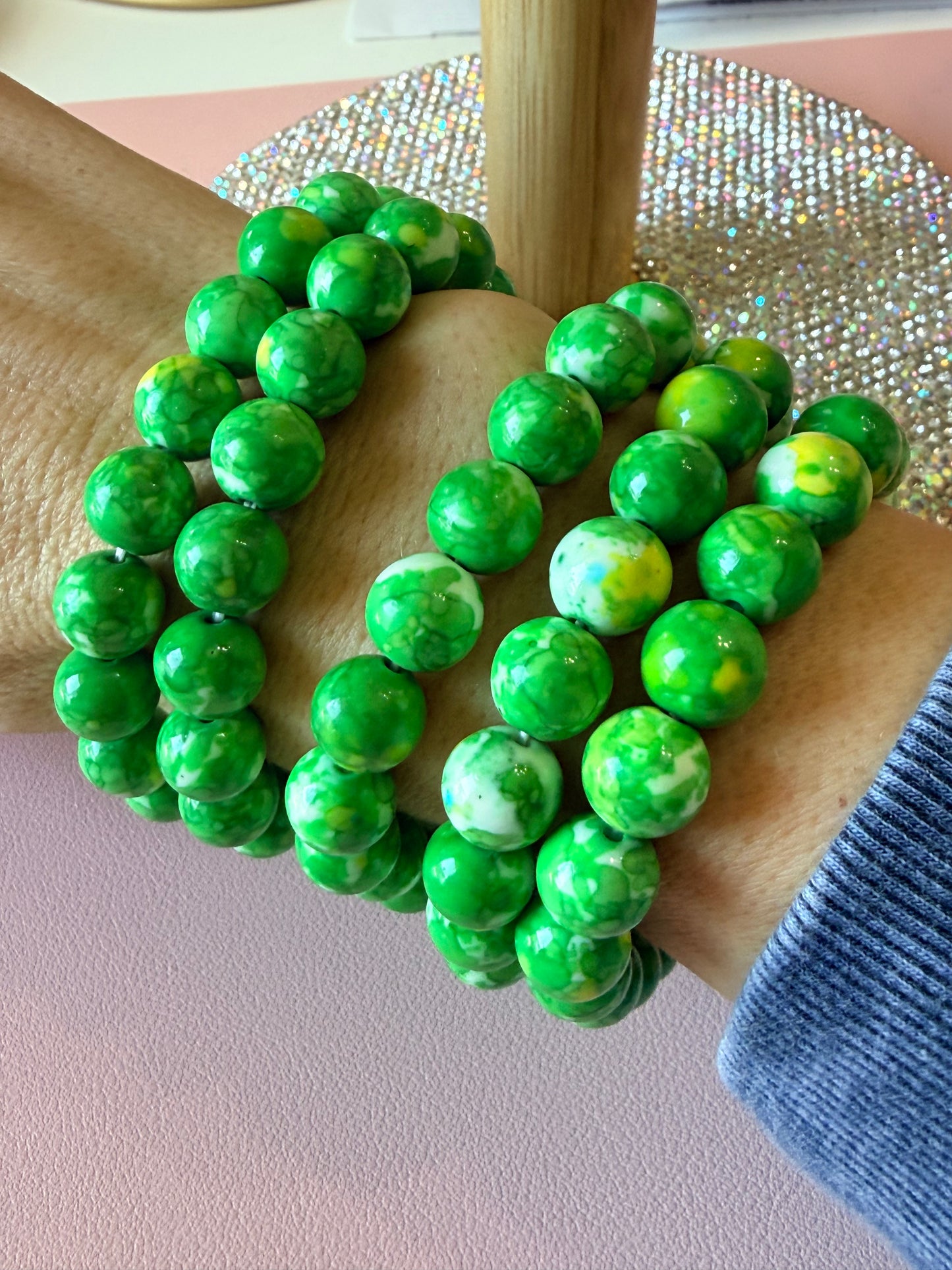 Emerald Splash Beaded Bracelet