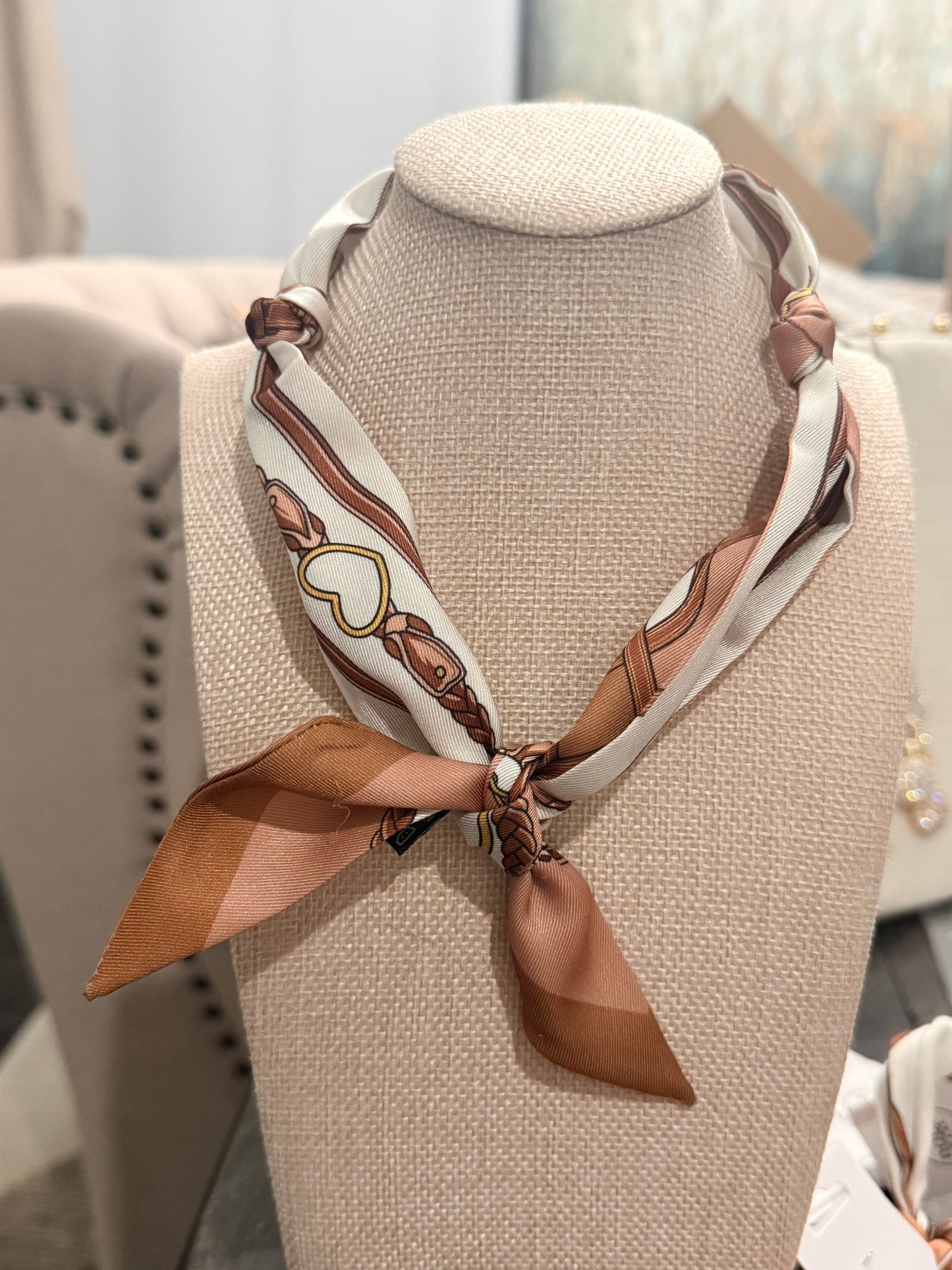 Gemelli Brown Knotted Scarf Necklace
