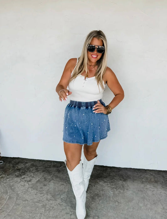 Denim & Pearls Skort