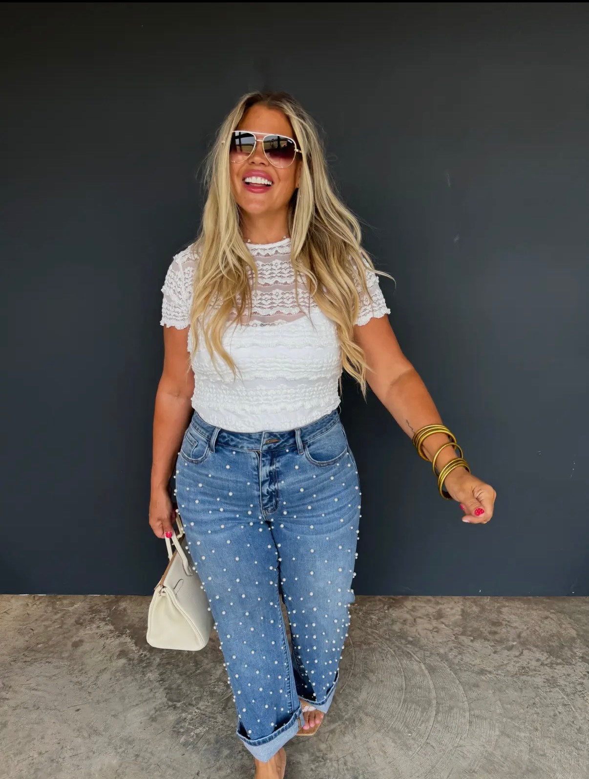 Denim & Pearls Crop Jean