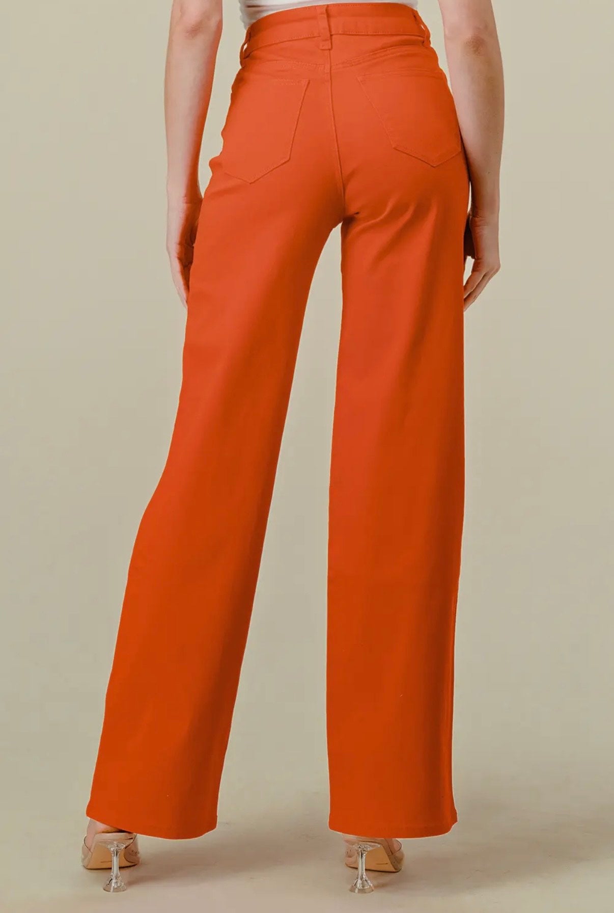 High Waisted Stretchy Wide Leg Jeans  Inseam :33”