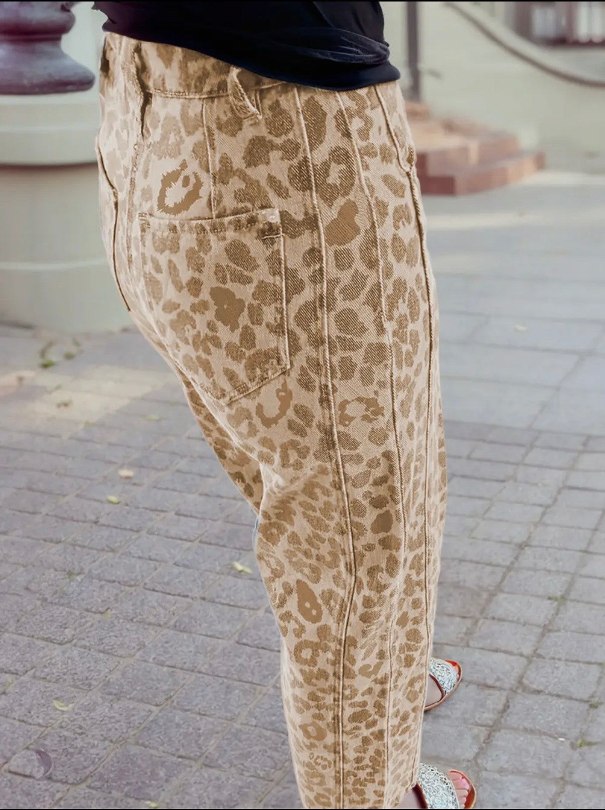 Leopard Print Straight Loose Jeans