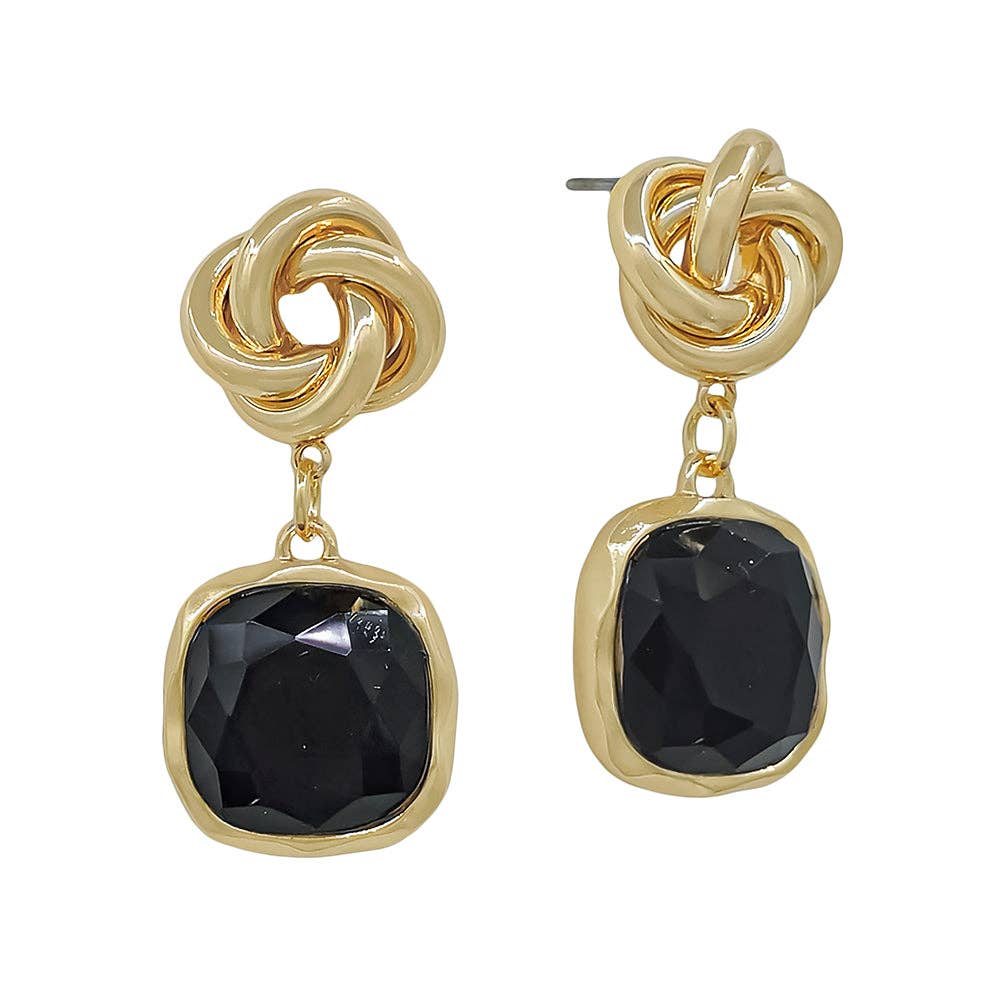 Black Crystal Knotted Earring