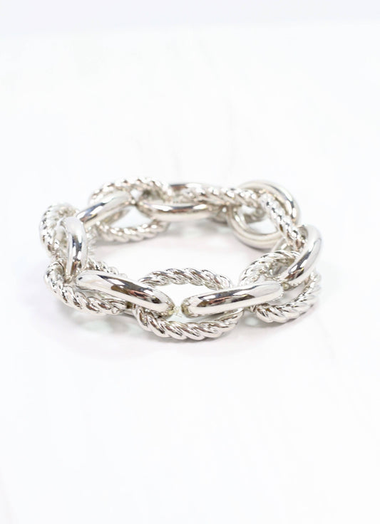 Caroline Hill - Cates Link Stretch Bracelet SILVER