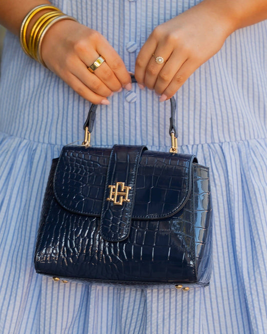 Caroline Hill - Tucker Handbag Navy Patent EC