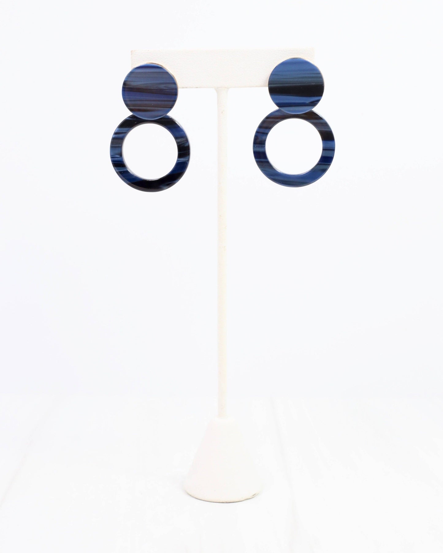 Caroline Hill - Bentlee Circle Drop Earring Navy