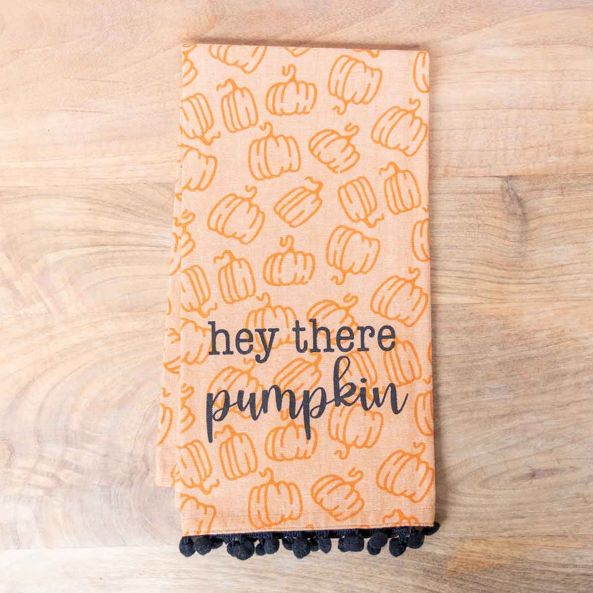 Hey There Pumpkin Hand Towel Orange/Black 20x28