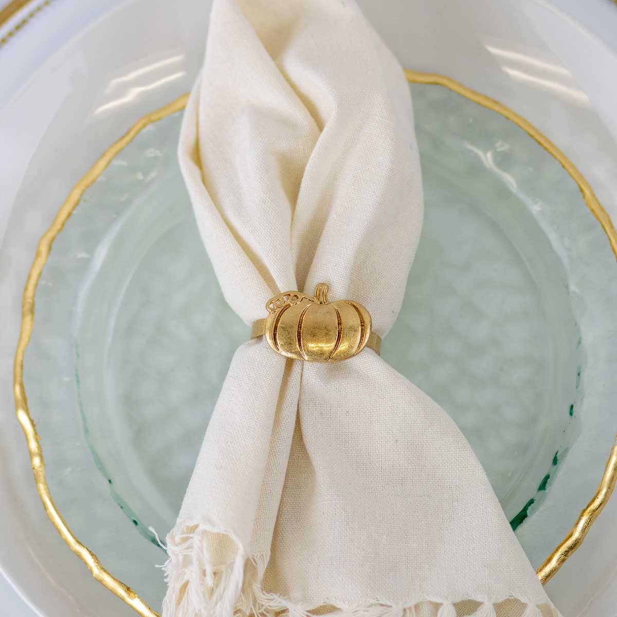 Pumpkin Napkin Ring-Matte Gold 2"